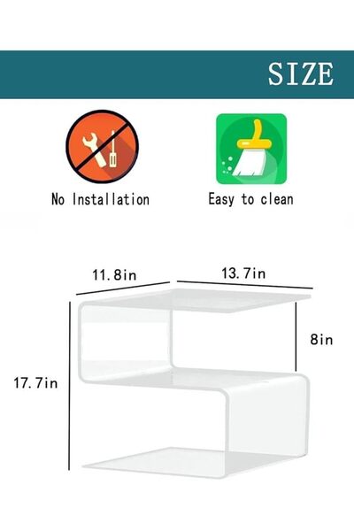 Slasa S-Shaped Acrylic Side Table – Modern Transparent End Table – L34.8 × W30 × H45 cm