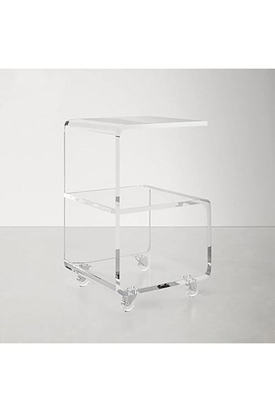 Slasa Transparent Acrylic Side Table with Wheels by - 40 × 35 × 50 cm