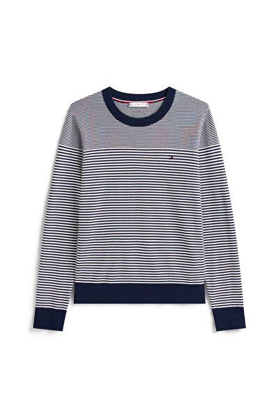 Tommy Hilfiger Tommy Hilfiger Women Bretton Stripe Dark Night Navy Crew Neck Co Jersey Fine Gg Pullover Sweater