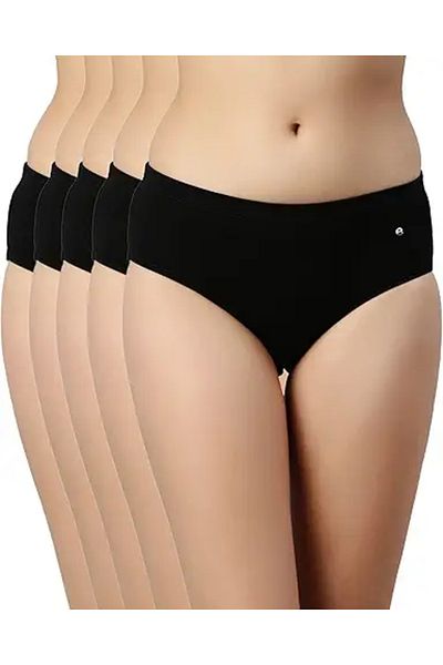 Enamor CR17 Stretchy Cotton Hipster Panties for Women Color and Print Can, deep black, 38