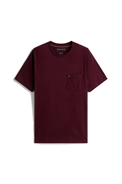 Tommy Hilfiger Tommy Hilfiger Men Deep Burgundy Short Sleeve Crew Neck Patch Pocket T-Shirt