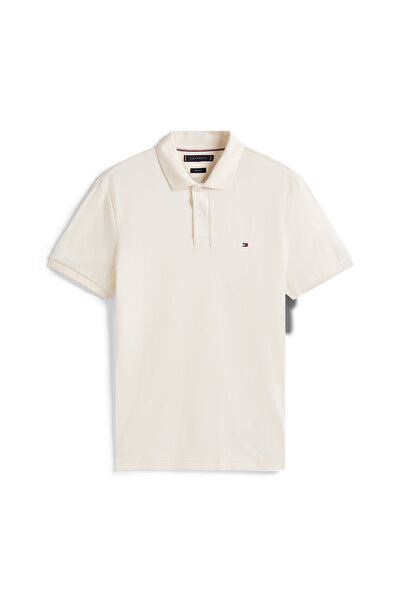 Tommy Hilfiger Tommy Hilfiger Men Ivory Petal Short Sleeve Liquid Cotton Regular Fit Polo T-Shirt