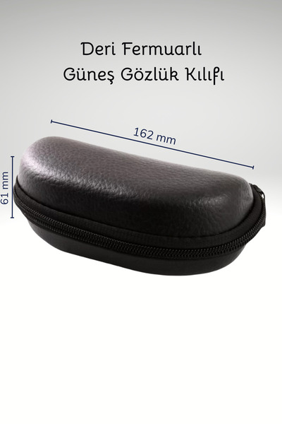 PSGT Siyah Deri Fermuarlı Unisex Güneş Gözlük Kılıfı Kabı