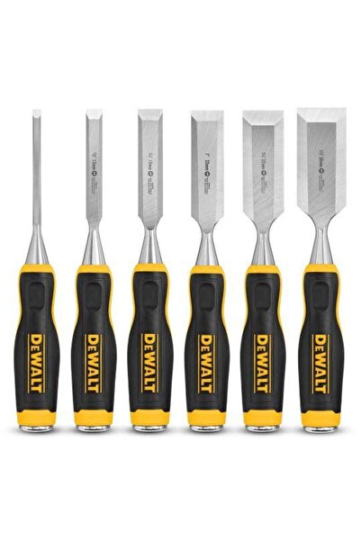 Dewalt Set of 6 wood chisels, DeWalt, 6/13/19/25/32/38 mm, Black/Yellow