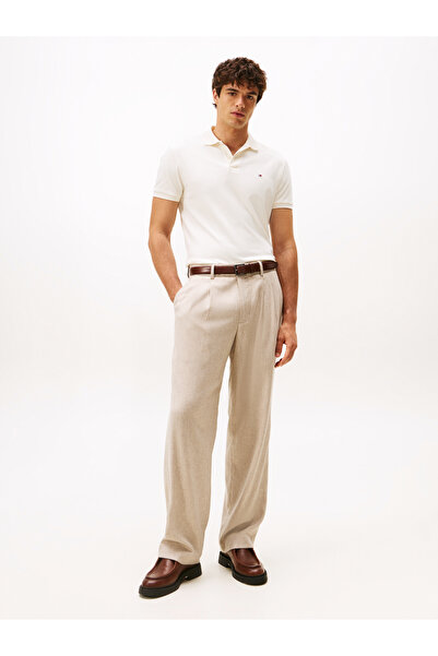 Tommy Hilfiger Tommy Hilfiger Men Ivory Petal Short Sleeve Liquid Cotton Regular Fit Polo T-Shirt