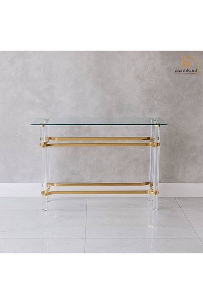 Al Saada Home Reception Console Acrylic - Gold - 80 x 40 x 120 cm