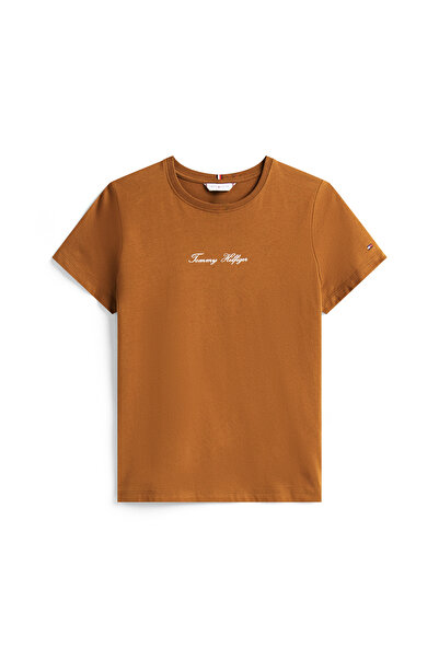 Tommy Hilfiger Tommy Hilfiger Women Highland Khaki Short Sleeve Crew Neck Classic Script Regular Fit T-Shirt