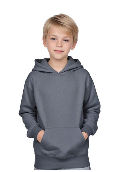 FYK KİDS Hooded Kangaroo Pocket Solid Printless Boy's Tracksuit Set