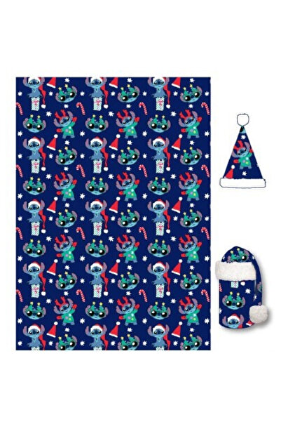 Stitch Set de păturică și căciulă de flanel Disney Lilo și Crăciunul de sărbă...
