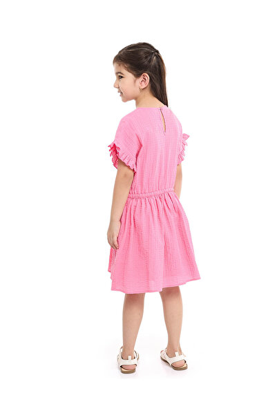 R&B Textured Fit and Flare Dress with Short Sleeves