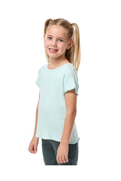 R&B Textured Top with Crew Neck and Short Sleeves