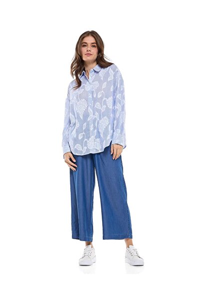 R&B Floral Jacquard Shirt with Classic Collar and Long Sleeves