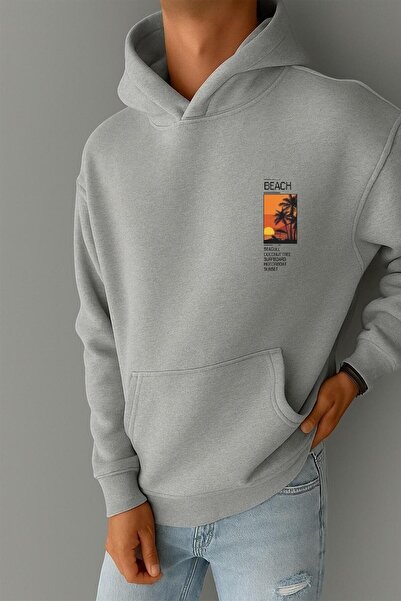 BENROMA Hanorac din bumbac pieptănat cu 3 fire, cu imprimeu SUNSET