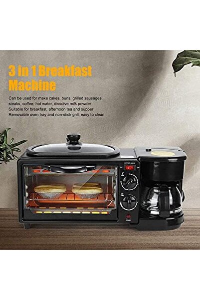 unbranded محطة إفطار، فرن متعدد الوظائف، جهاز كهربائي منزلي 3 في 1 لتحضير الإفطار مع ماكينة صنع القهوة وG