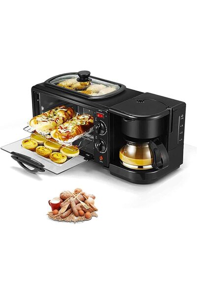 unbranded Breakfast Station, Multi-Function Oven, 3-in-1 Home Electric Breakfast Maker with Coffee Maker and G