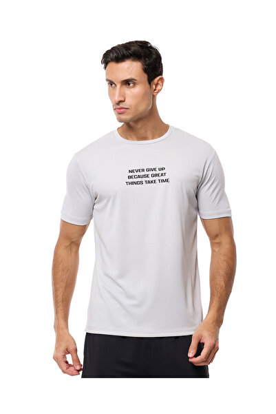 R&B Typography Print Active T-Shirt with Crew Neck and Short Sleeves