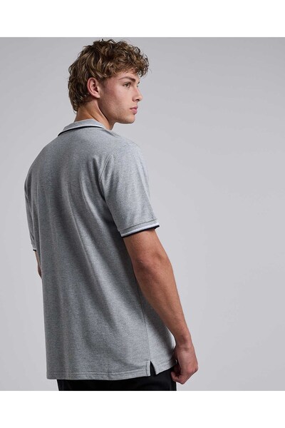 R&B Contrast Trim Polo T-Shirt with Shirt Collar and Short Sleeves