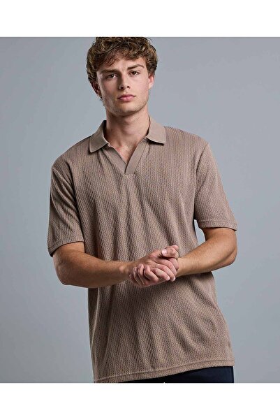 R&B Textured Polo T-Shirt with Short Sleeves