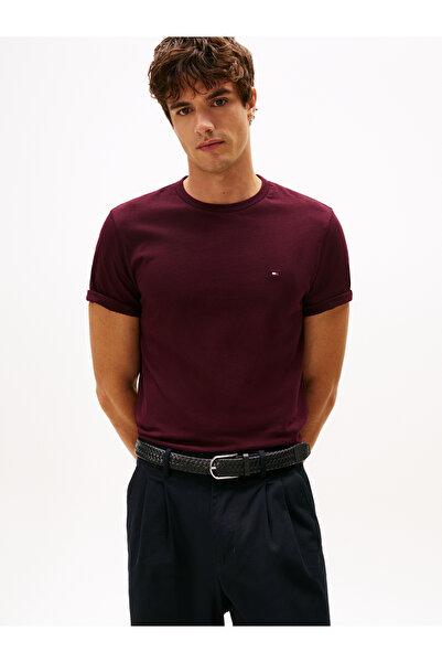 Tommy Hilfiger Tommy Hilfiger Men Deep Burgundy Short Sleeve Crew Neck Ess Seasonal Reg Fit T-Shirt