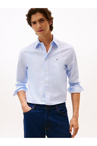 Tommy Hilfiger Tommy Hilfiger Men Blue Spell Long Sleeve Flex Poplin Micro Re...