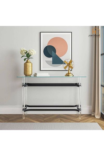 Al Saada Home Acrylic Console Table - Silver - 80 x 40 x 120 cm
