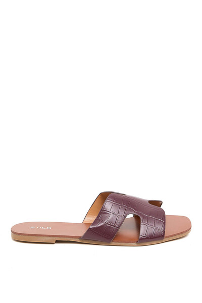R&B Croc Textured Flat Sandals
