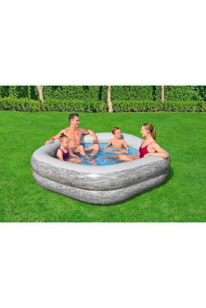 BESTWAY 7' x 6'9" x 21"/2.13m x 2.06m x 53cm TruPrint Stone Family Pool