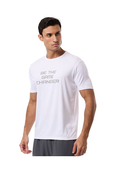 R&B Typography Print Active T-Shirt with Crew Neck and Short Sleeves