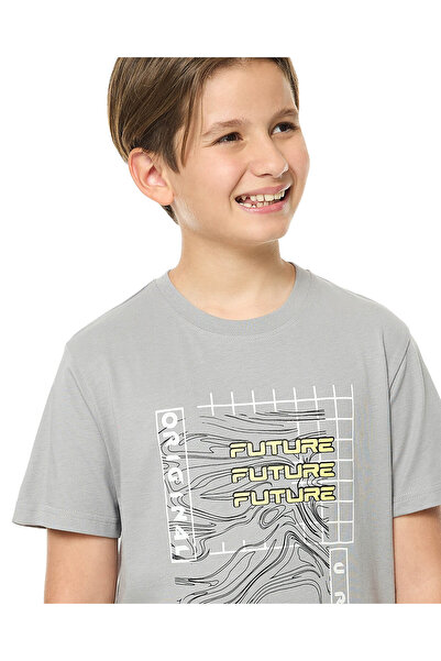 R&B Printed T-Shirt with Crew Neck and Short Sleeves