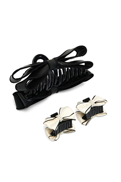 R&B 3 Pack Bow Detail Hair Claw Clips