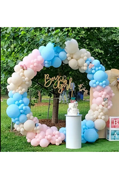 Çemrek Süs Parti Bej Pembe MAvi Cinsiyet Balon Zinciri Seti 100 lü