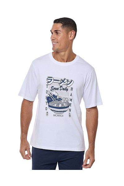 R&B Graphic Print T-Shirt With Crew Neck And Short Sleeves