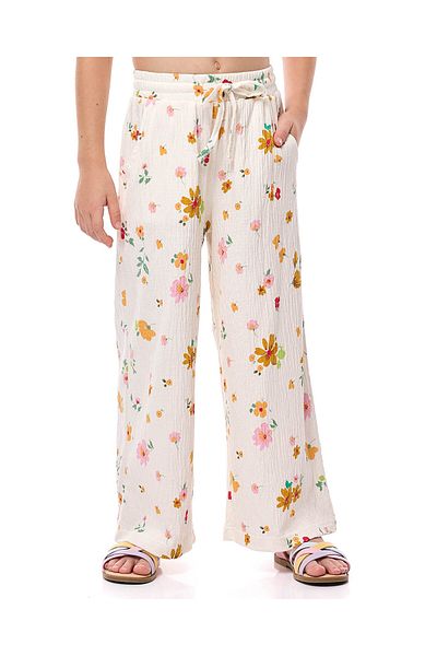 R&B Floral Printed Pants with Drawstring Waist
