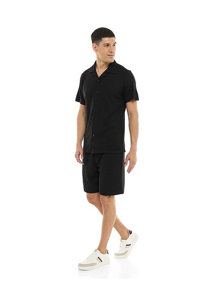 R&B Waffle Textured Shorts with Drawstring Waist