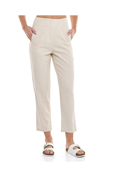 R&B Solid Carrot Fit Trousers with Button Closure