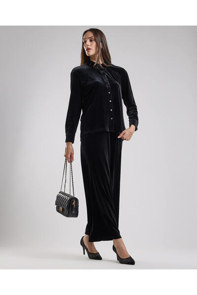 R&B بنطال واسع الساق مع خصر برباط