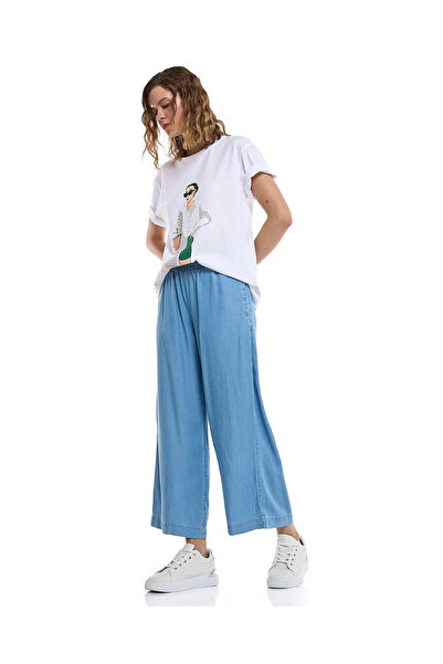 R&B Denim Culottes with Elastic Waist