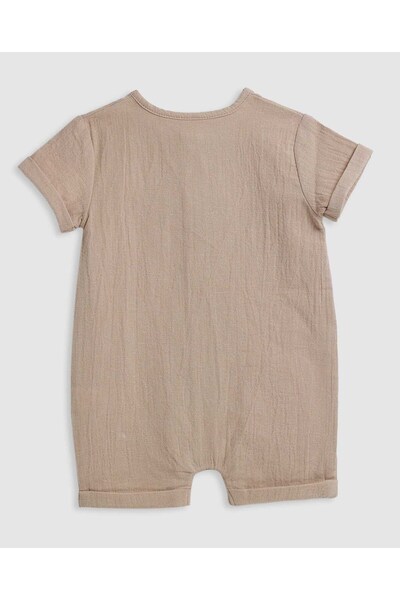 R&B Embroidered Romper with Crew Neck and Short Sleeves
