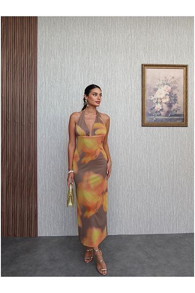 ESRAHELVACI Halter Neck Tie Dye Pattern Dress