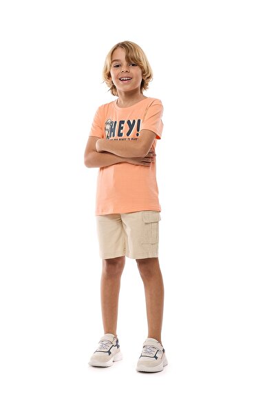 R&B Solid Cargo Shorts with Button Closure