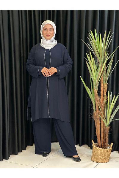 Butik büyük beden Stone Front Set