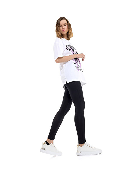 R&B Solid Leggings with Elastic Waist