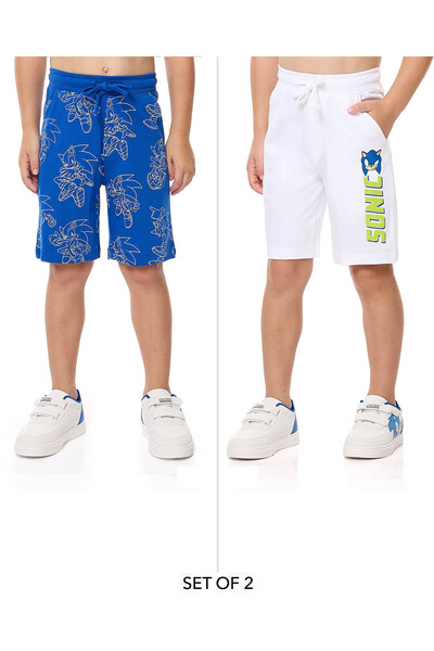 R&B 2 Pack Sonic Print Shorts with Drawstring Waist