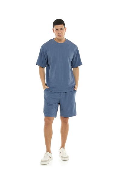 R&B Waffle Textured Shorts with Drawstring Waist
