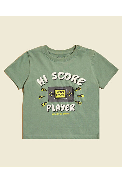 R&B Graphic Print T-Shirt with Crew Neck and Short Sleeves