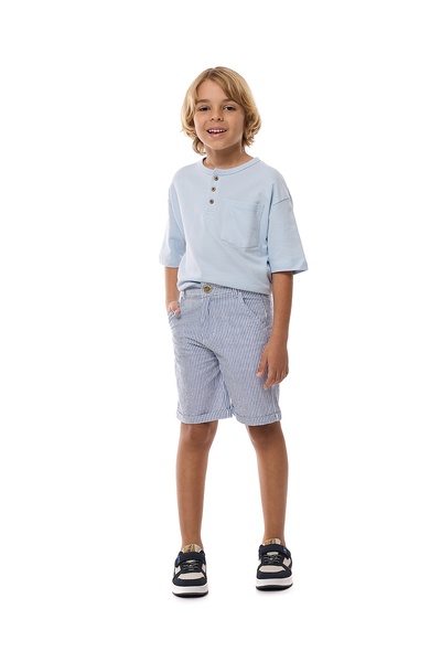 R&B شورت مخطط مع أزرار للإغلاق