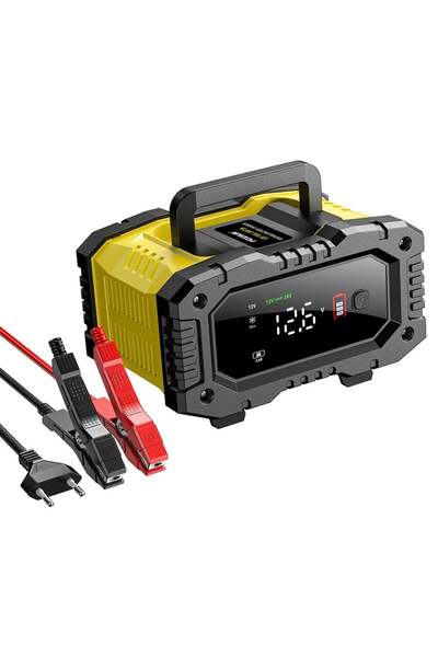 Foxsur Redresor digital auto 12V/24V 10A cu afișaj LED, încărcare baterie 6Ah...