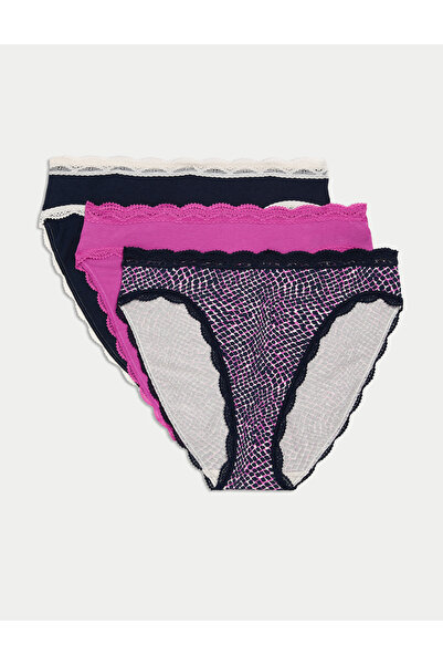 Marks & Spencer 3'lü Dantel Detaylı High Leg Külot Seti