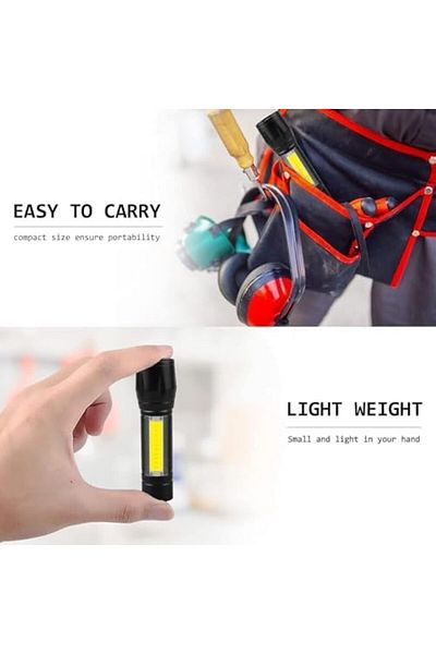 Shopi NEW USB Rechargeable Torch, Outdoor Emergency Light Check Light XPE/COB Mini Torch, Portable Waterpr