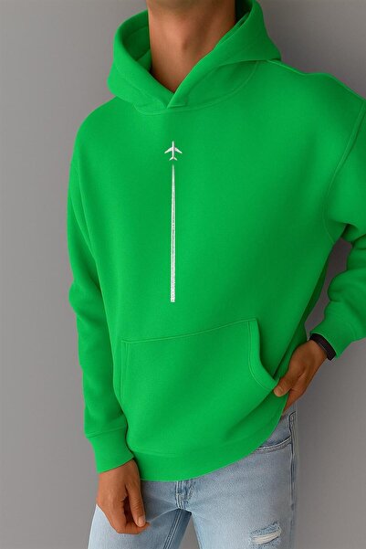 E-ROMA SWEATSHIRT CU 3 FIȘURI, BĂRATĂ, CU IMPRIMARE AVION